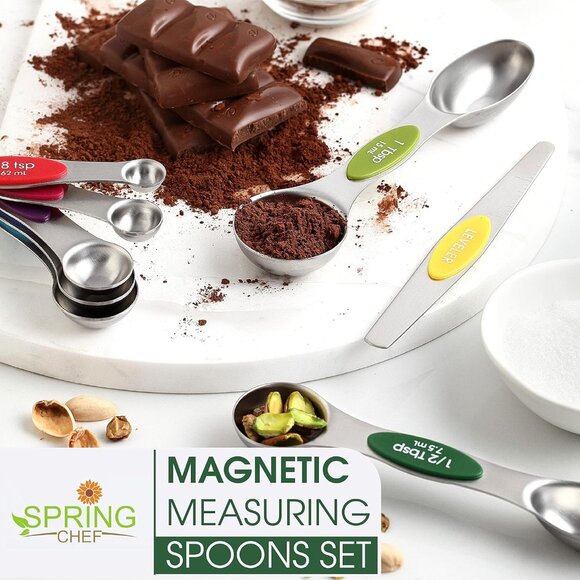 Stainless Steel Magnetic Measuring Spoons Set with Strong Magnets, Heavy Duty Me - Picture 8 of 9